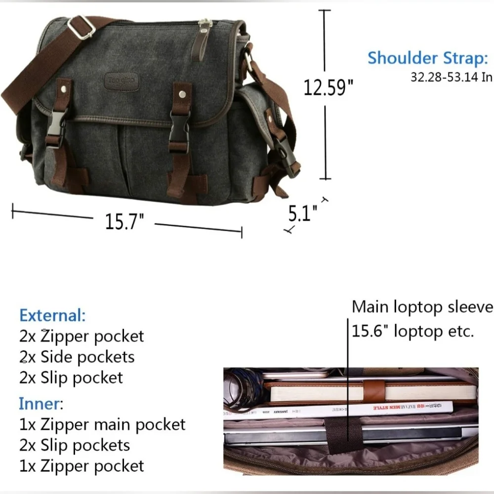 Tao Qiao Vintage Look X-Large Canvas Messenger Bag